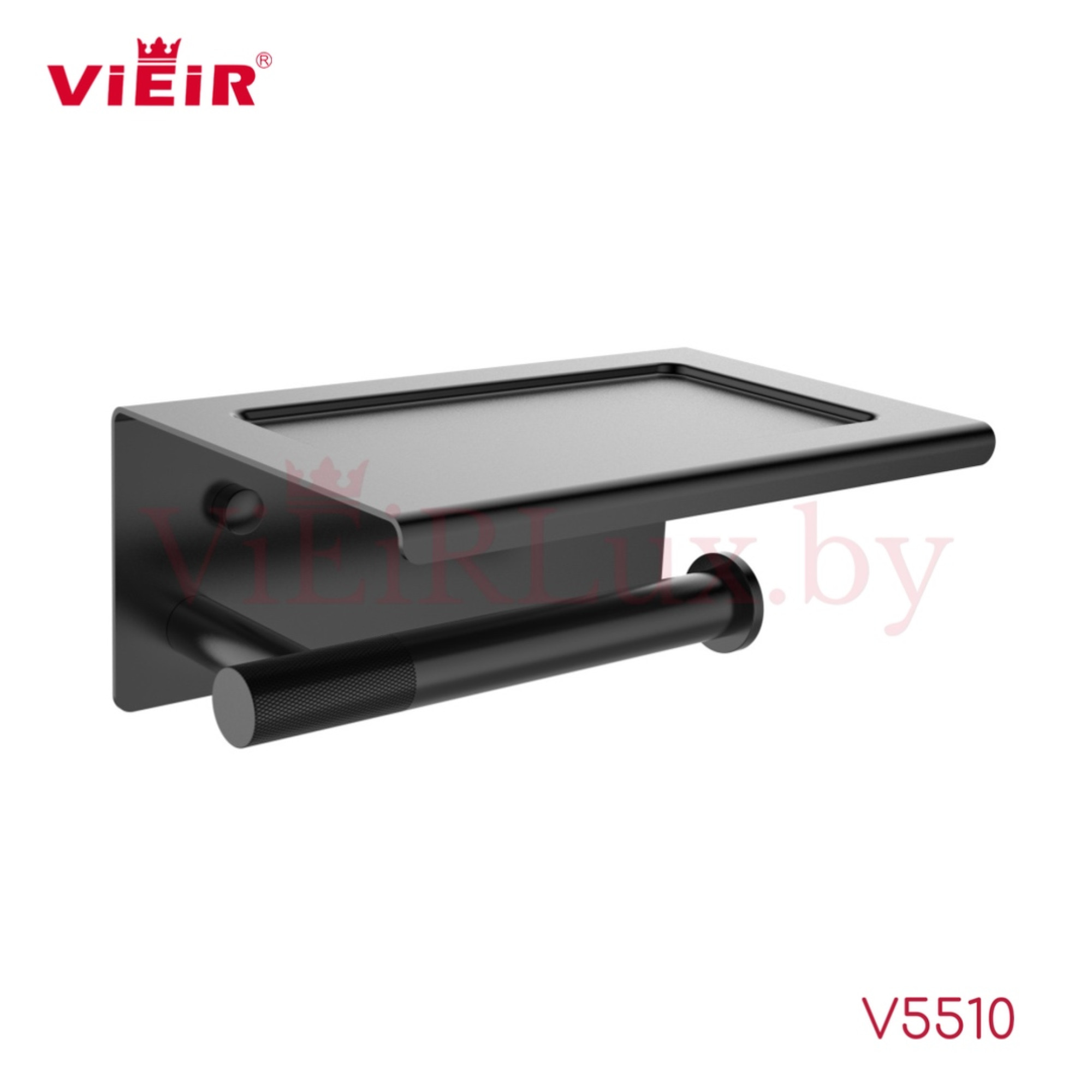 Держатель для туалетной бумаги Vieir 5510-C с полкой черный - фото