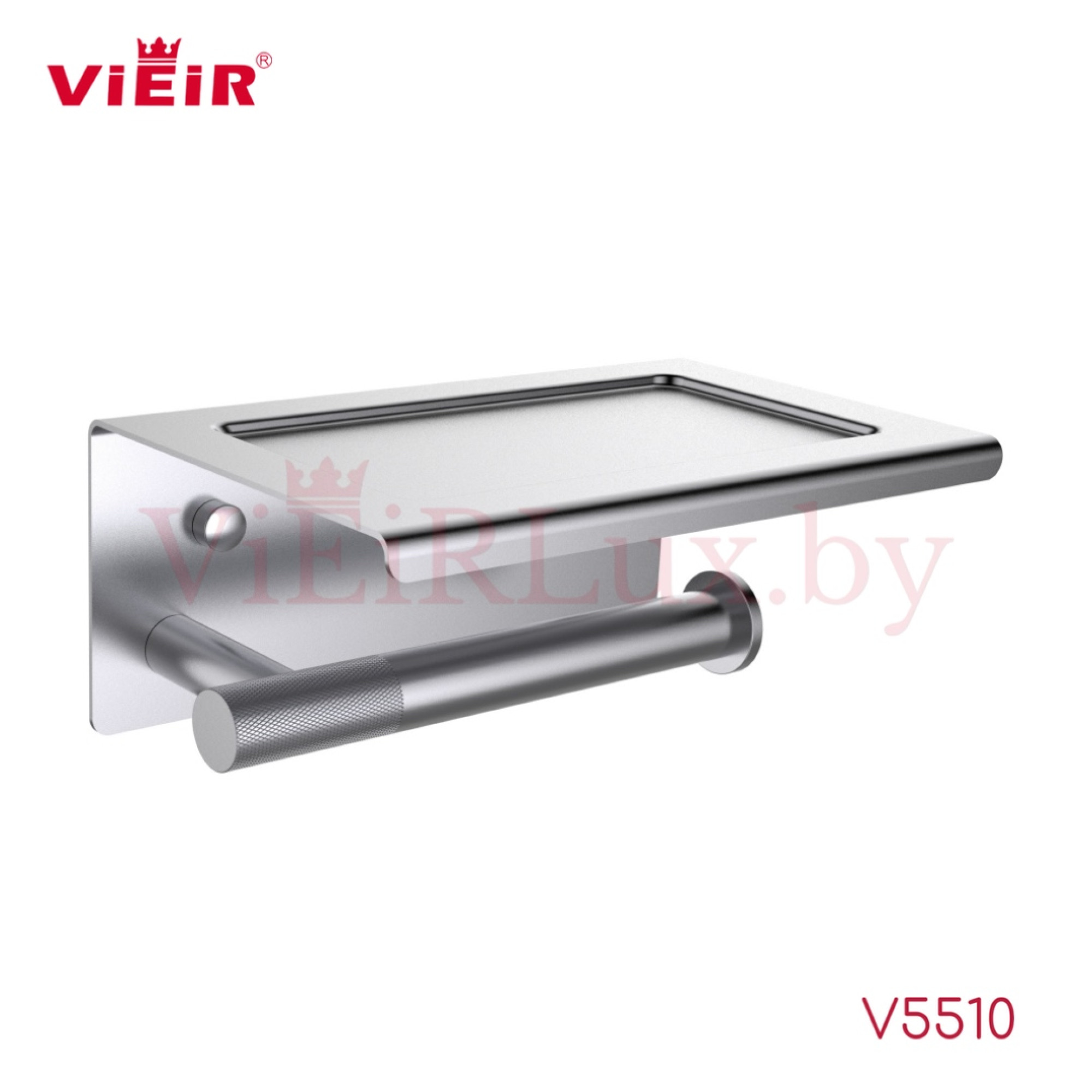 Держатель для туалетной бумаги Vieir 5510 с полкой хром - фото