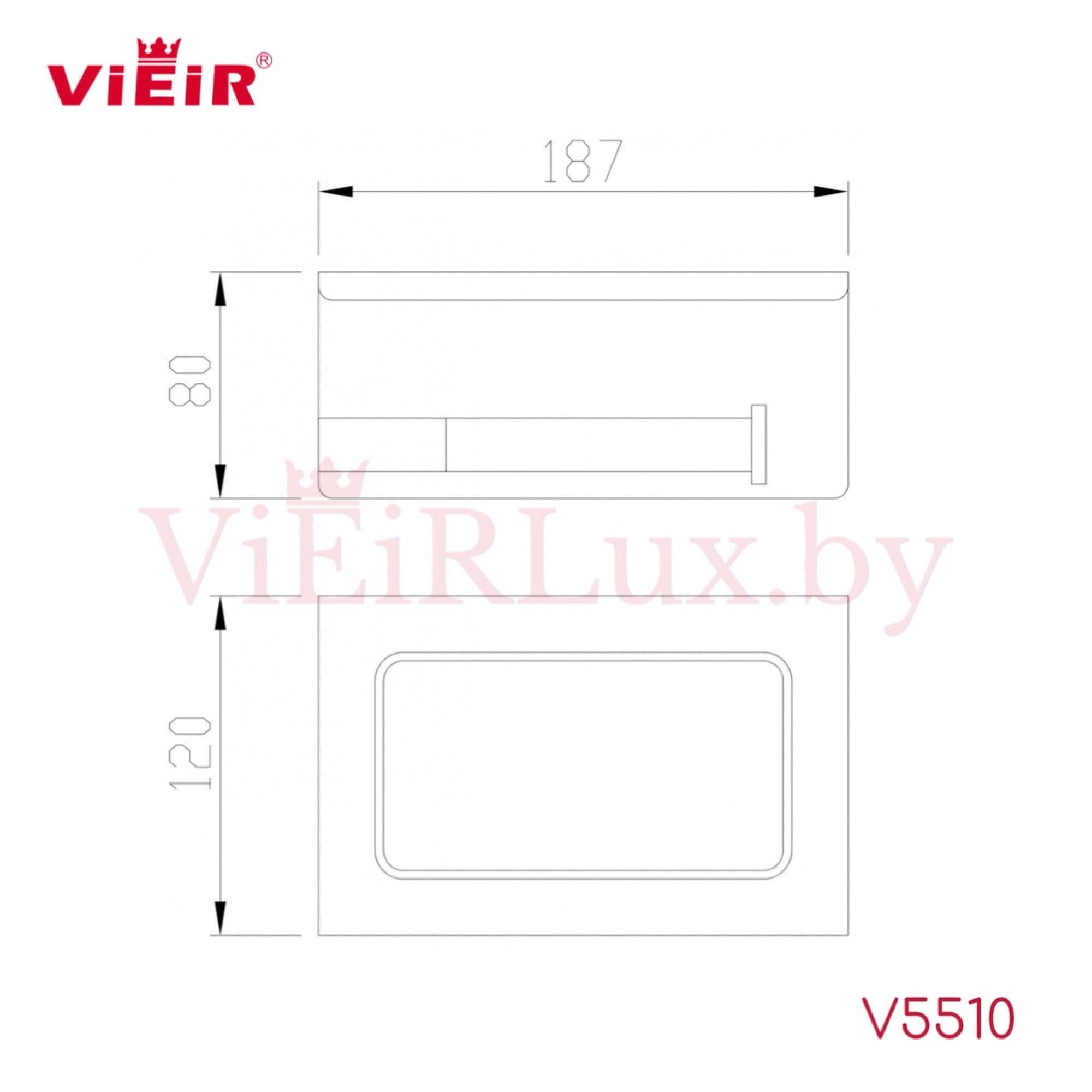 Держатель для туалетной бумаги Vieir 5510 с полкой хром - фото2