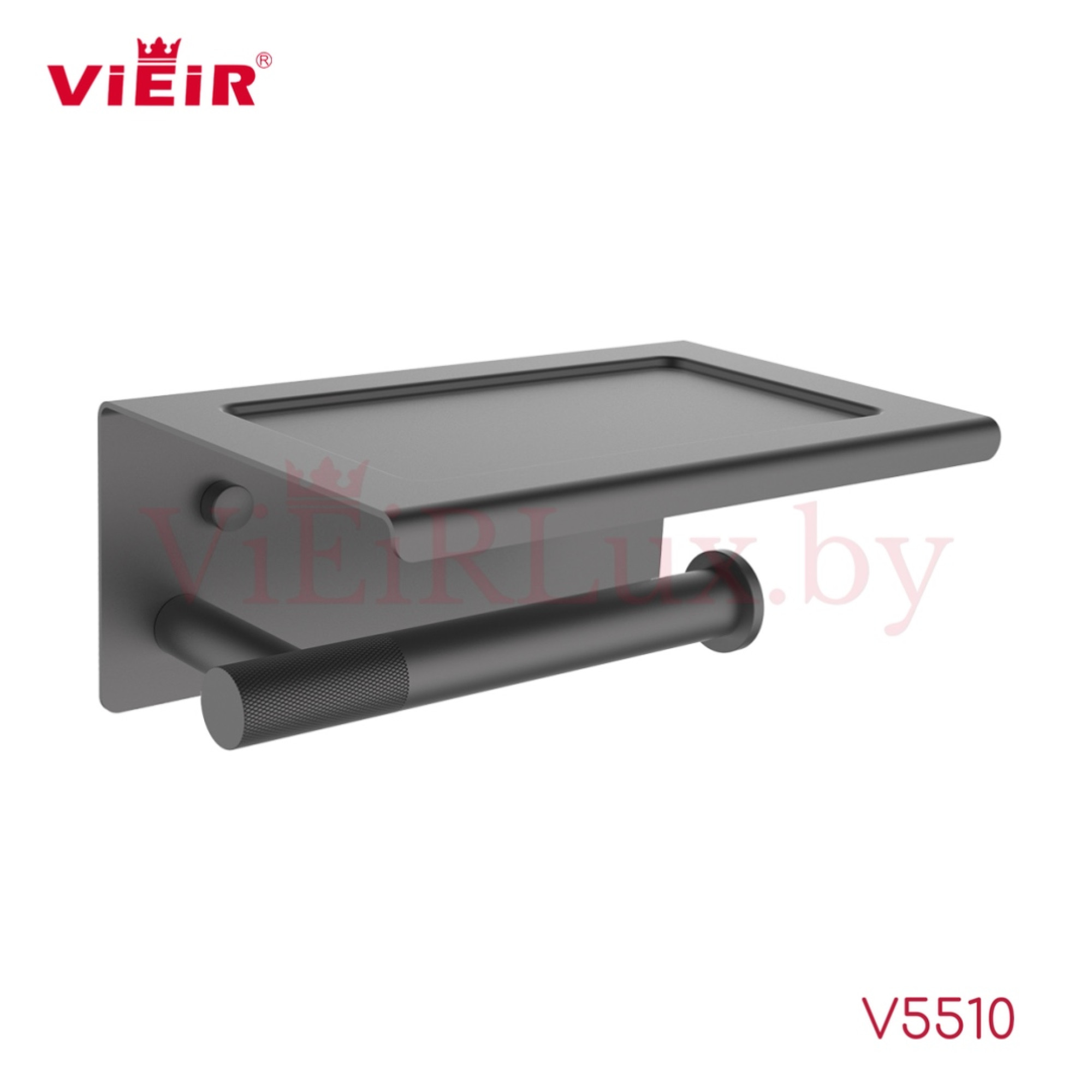 Держатель для туалетной бумаги Vieir 5510-G с полкой графит - фото