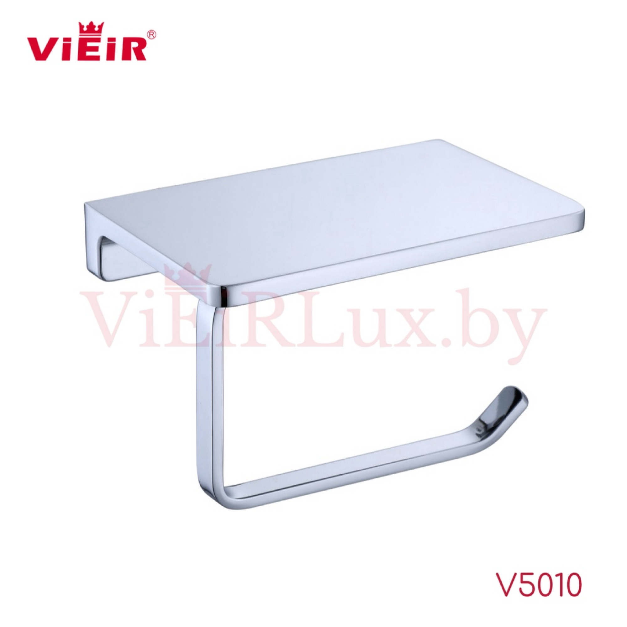 Держатель для туалетной бумаги Vieir 5010 с полкой хром - фото