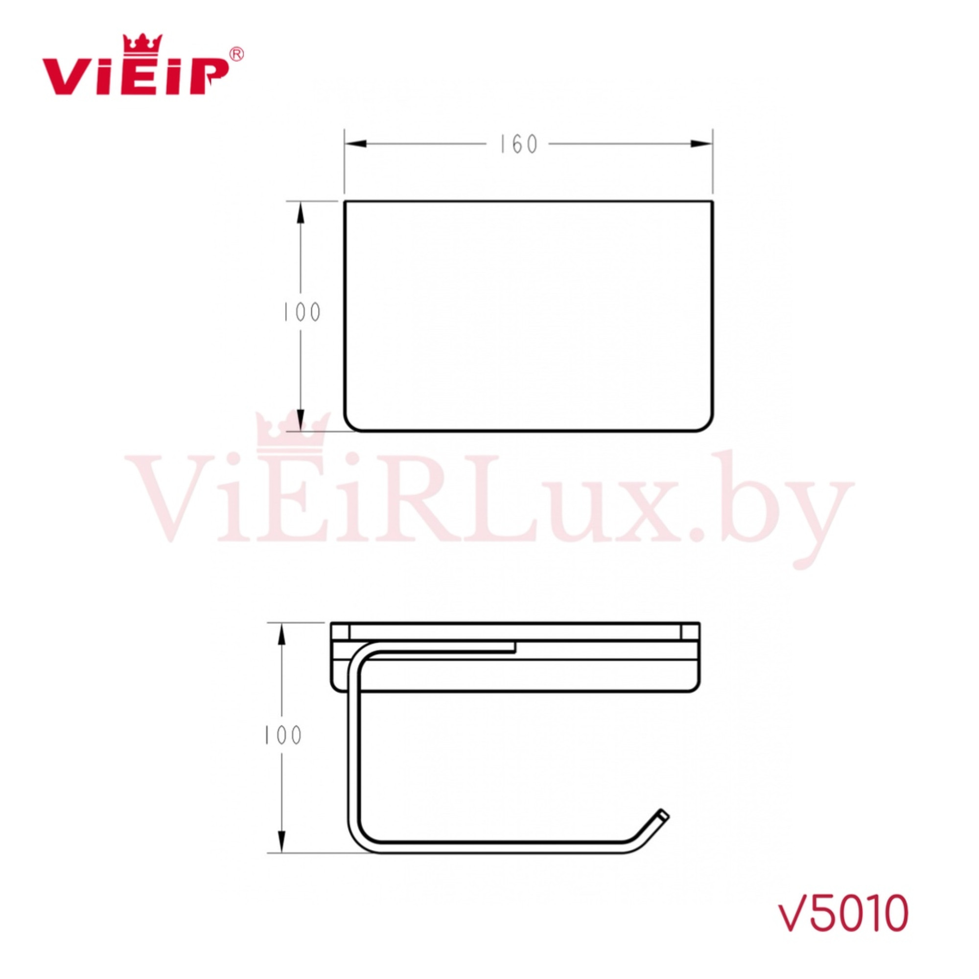Держатель для туалетной бумаги Vieir 5010 с полкой хром - фото2