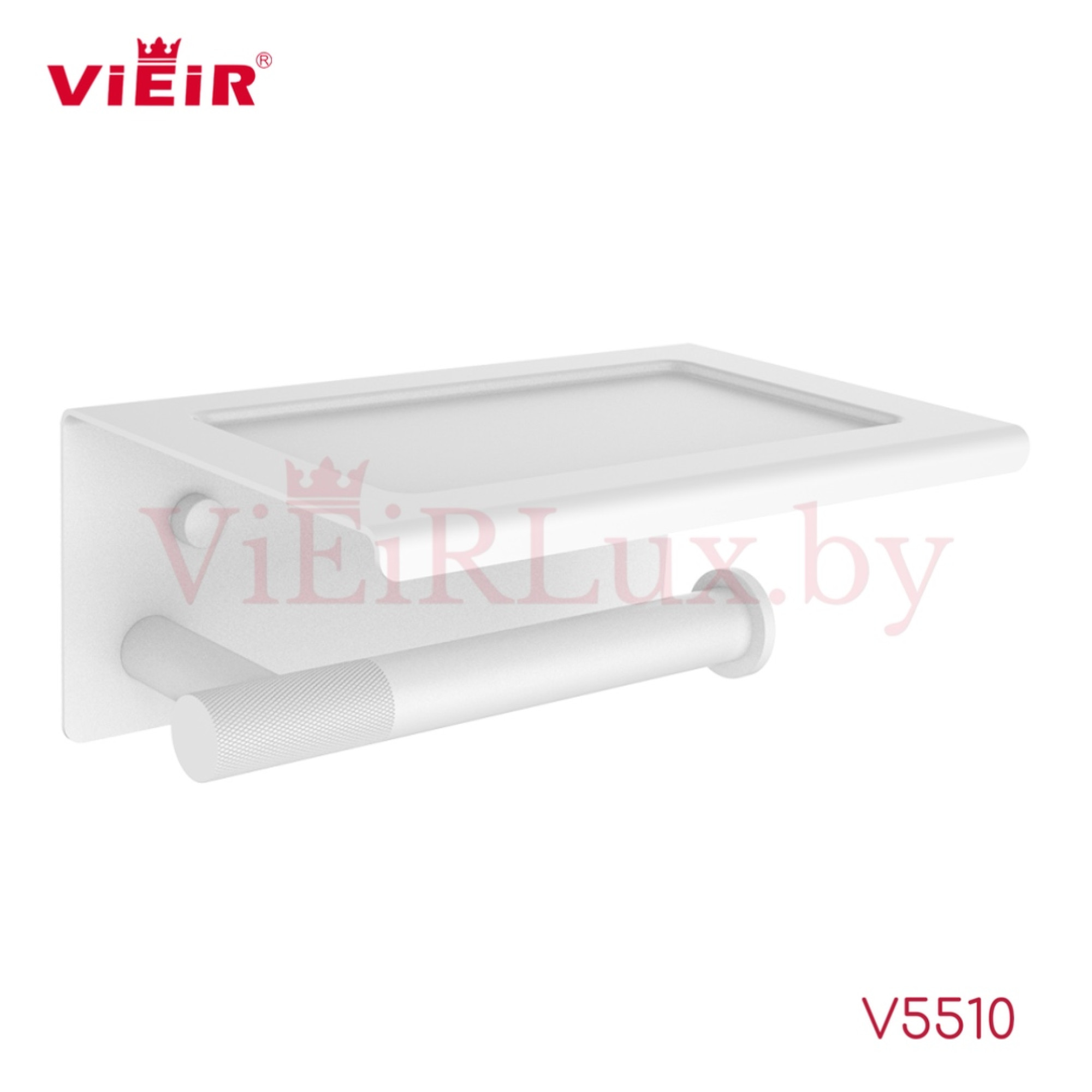 Держатель для туалетной бумаги Vieir 5510-F с полкой белый - фото