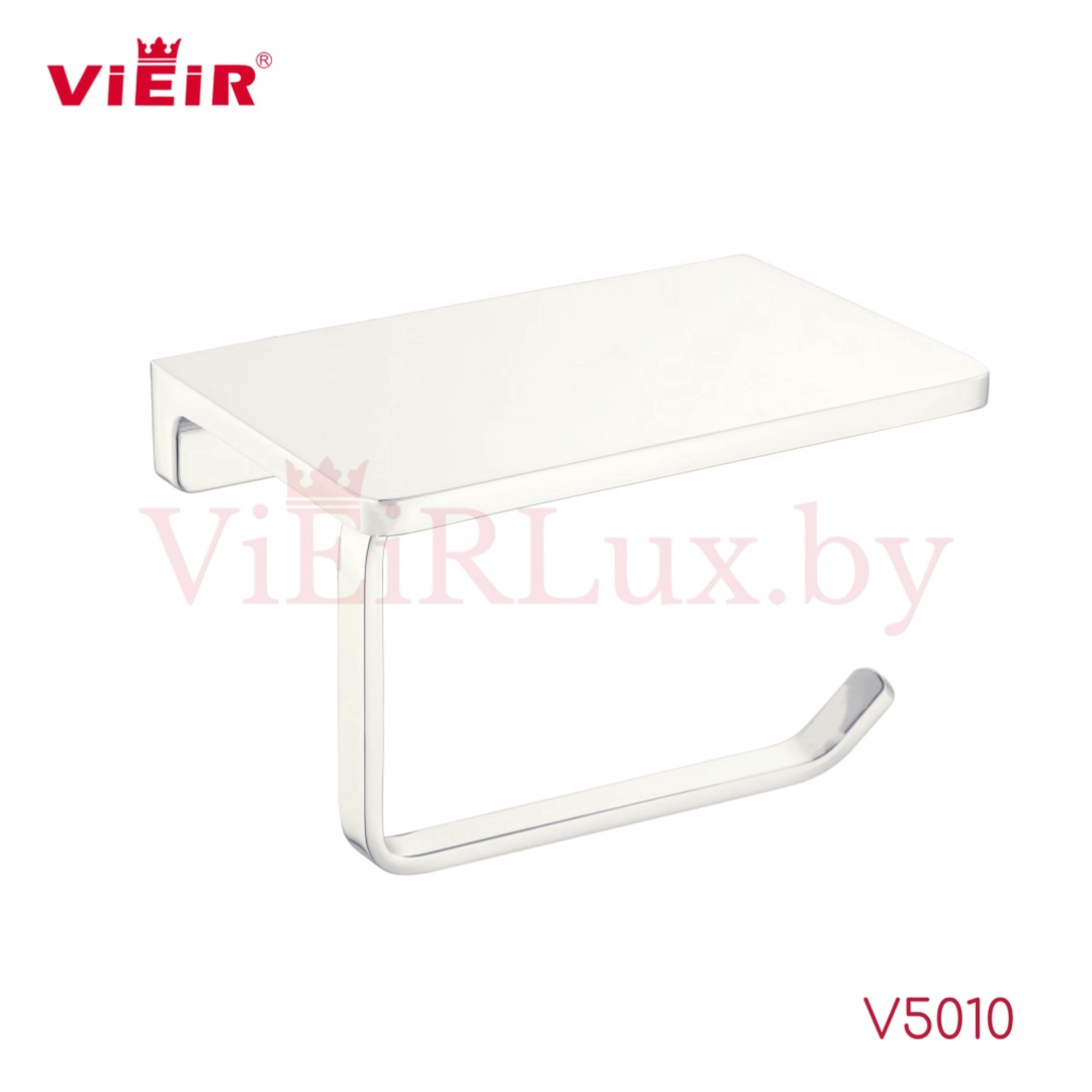 Держатель для туалетной бумаги Vieir 5010-F с полкой белый - фото